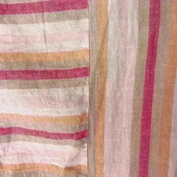 Saachi Oversized Pink Stripe Linen Blend Shirt beach coastal grandma Lagenlook - Picture 5 of 5